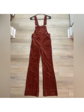Anthropologie Rust Corduroy Overalls